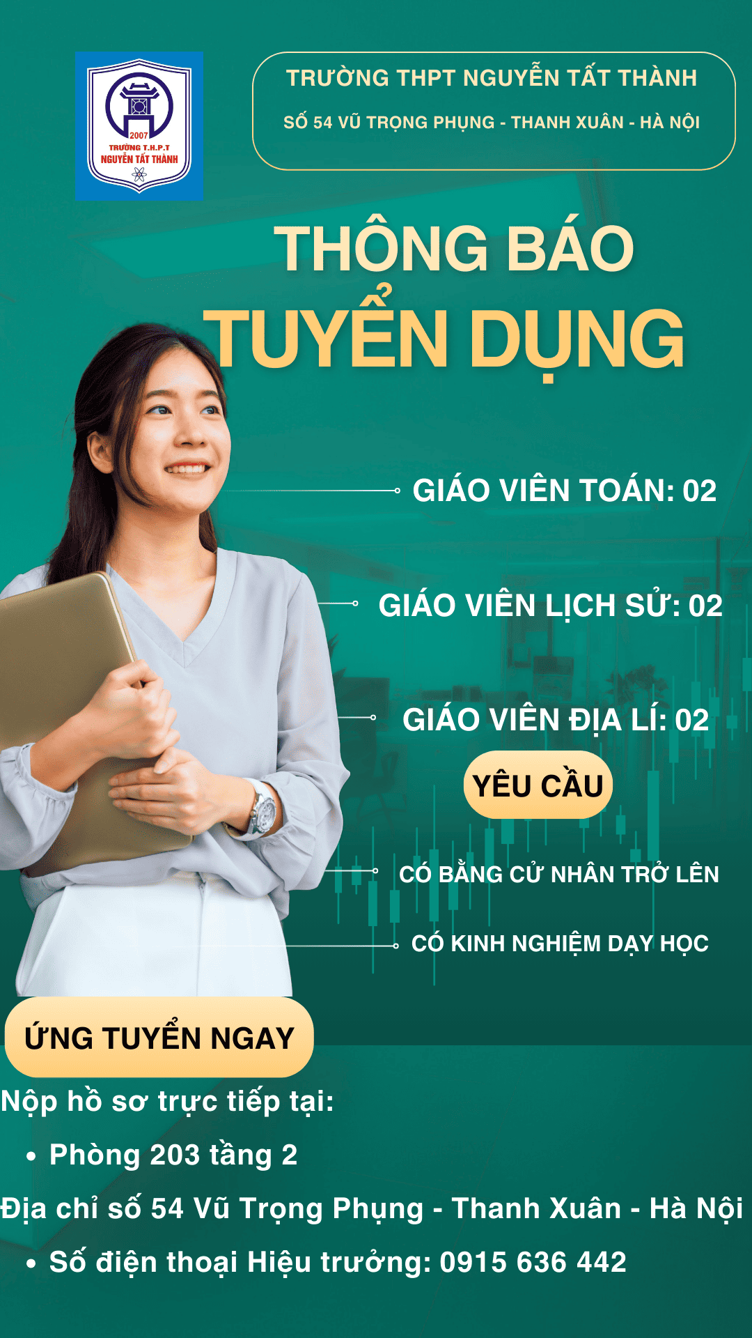 Thông báo tuyển dụng giáo viên